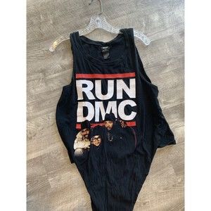Vintage Y2K Run DMC Spellout Hip Hop Rap Bravado Tie Graphic Shirt Size L
